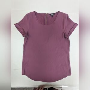 Purple short sleeve blouse with gold zipper small [205]